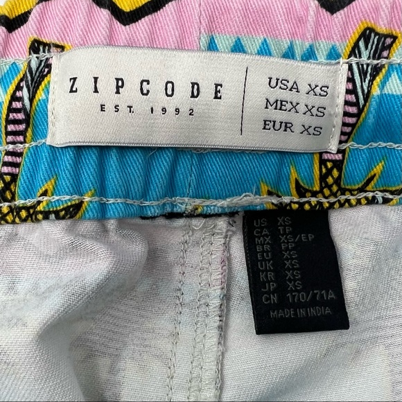 Zipcode Mens Neon Tropical Palm Tree Striped Zig-Zag Board Shorts/Swim Trunks - Picture 4 of 4